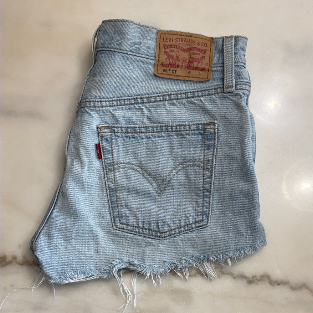 Levi's Sky Blue Denim Frayed Shorts